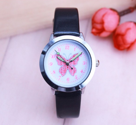 Children's Watches Kids Quartz Watch Student Girls Quartz-watch Cute Colorful Butterfly Dial Waterproof Watch 1