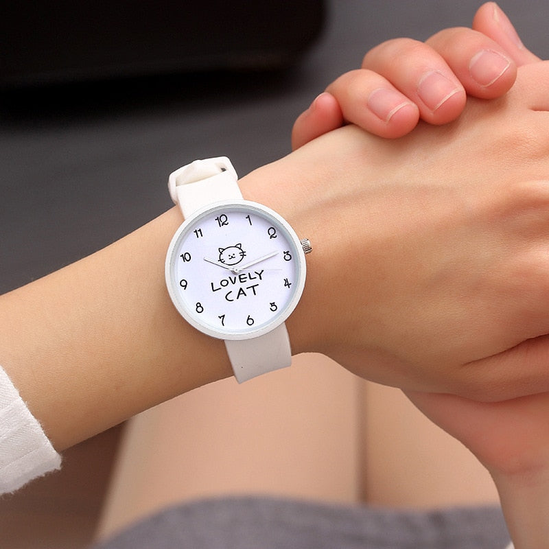 Cartoon Kids Quartz Watch Silicone Candy Color Student Watch Girls Clock Fashion Cat Watches Children Wristwatch Ladies Watch 1